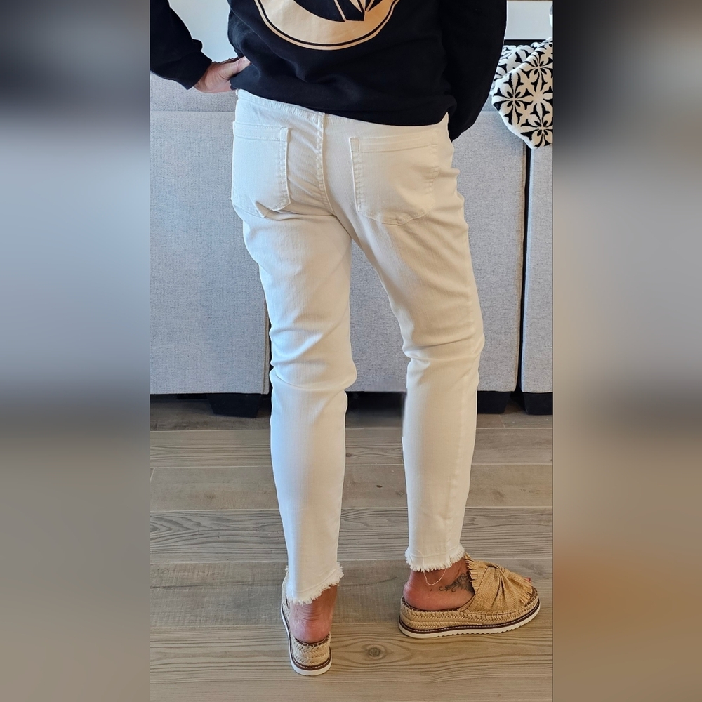 Vince Camuto White Cotton Blend Skinny Cropped Ankle Jeans Women's 10, 14 & 14W - Picture 7 of 8